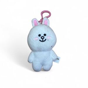 Cute White Bunny Plush Keychain with Pink Accents Cony line friends